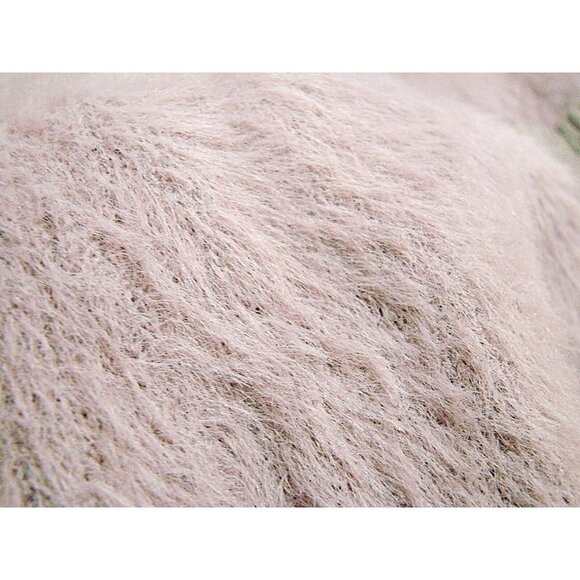 Oliver Faux Fur Knit Cardigan Vest Mauve Blush Pink Hood Open Front Pockets Sz S - Picture 9 of 10